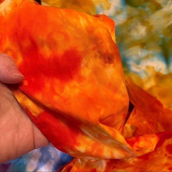 Crossbody tie dye reusable washable L tote orange gold brown - Picture 8 of 10